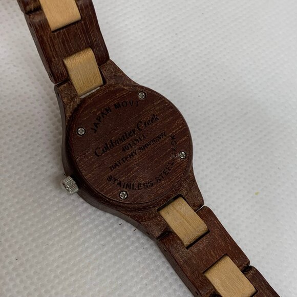 Vintage Coldwater Creek Wooden women Watch Japan movement 25mm running - Picture 4 of 6